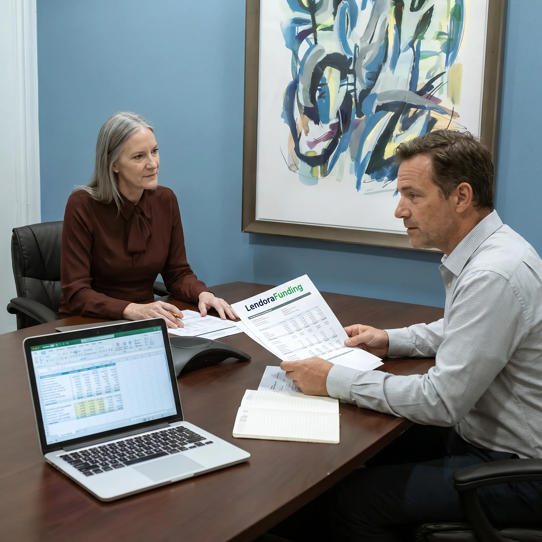 Funding specialist discussing a business line of credit
