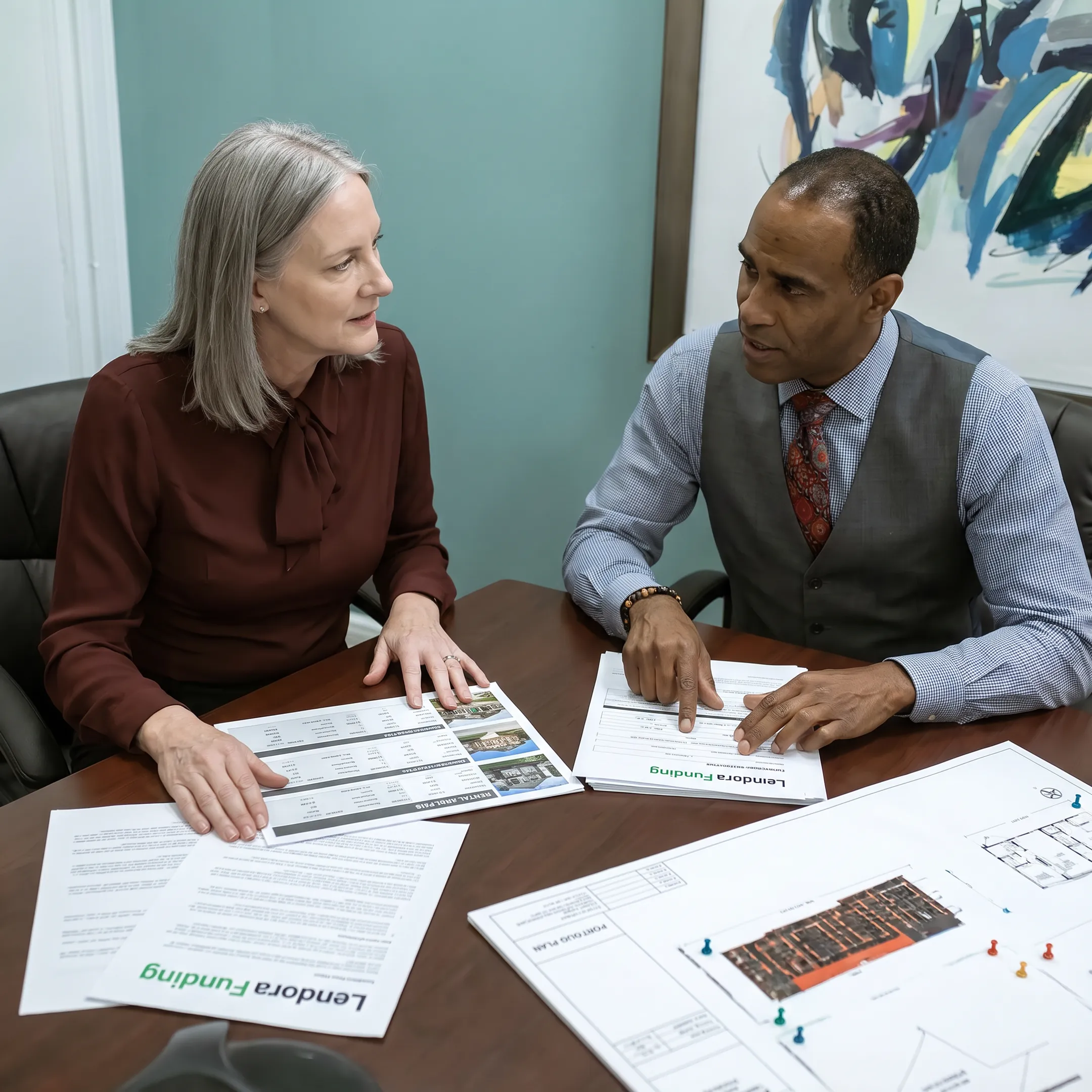 Investor discussing rental property funding options