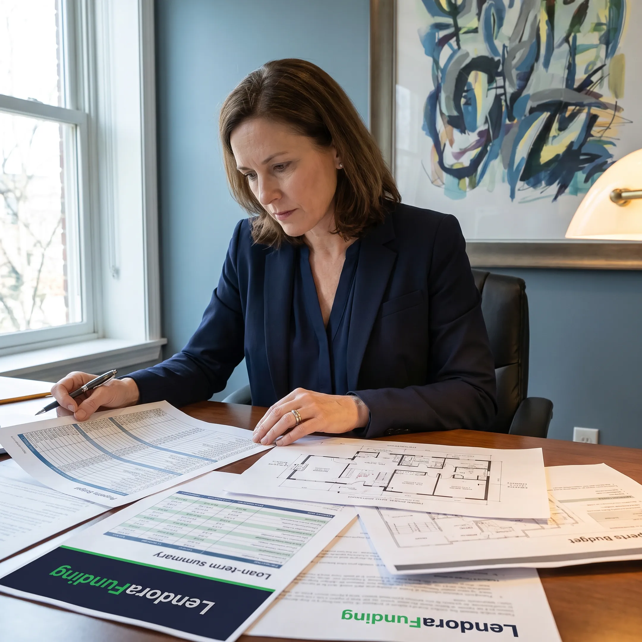Investor and funding specialist reviewing property financing