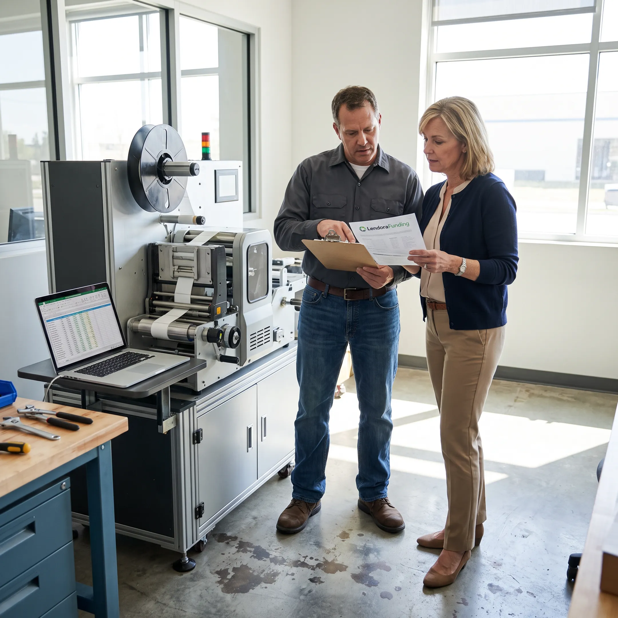 Business owner reviewing equipment financing options