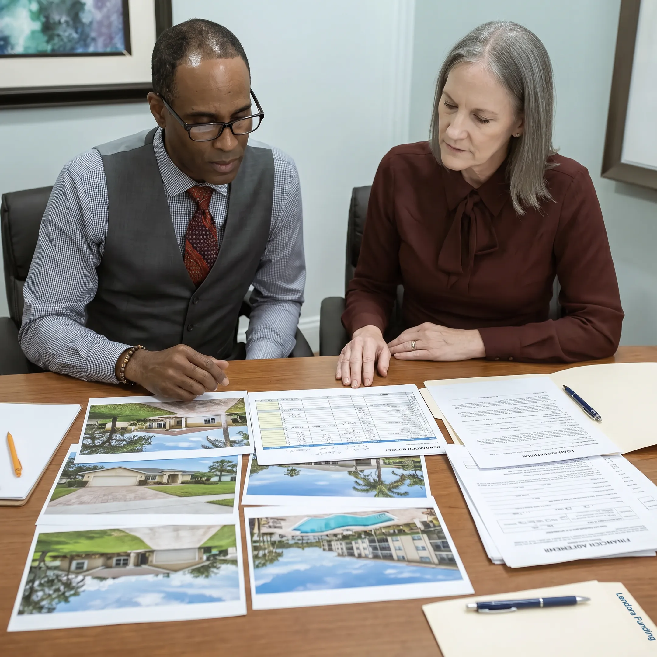 Funding specialist discussing a property flip plan