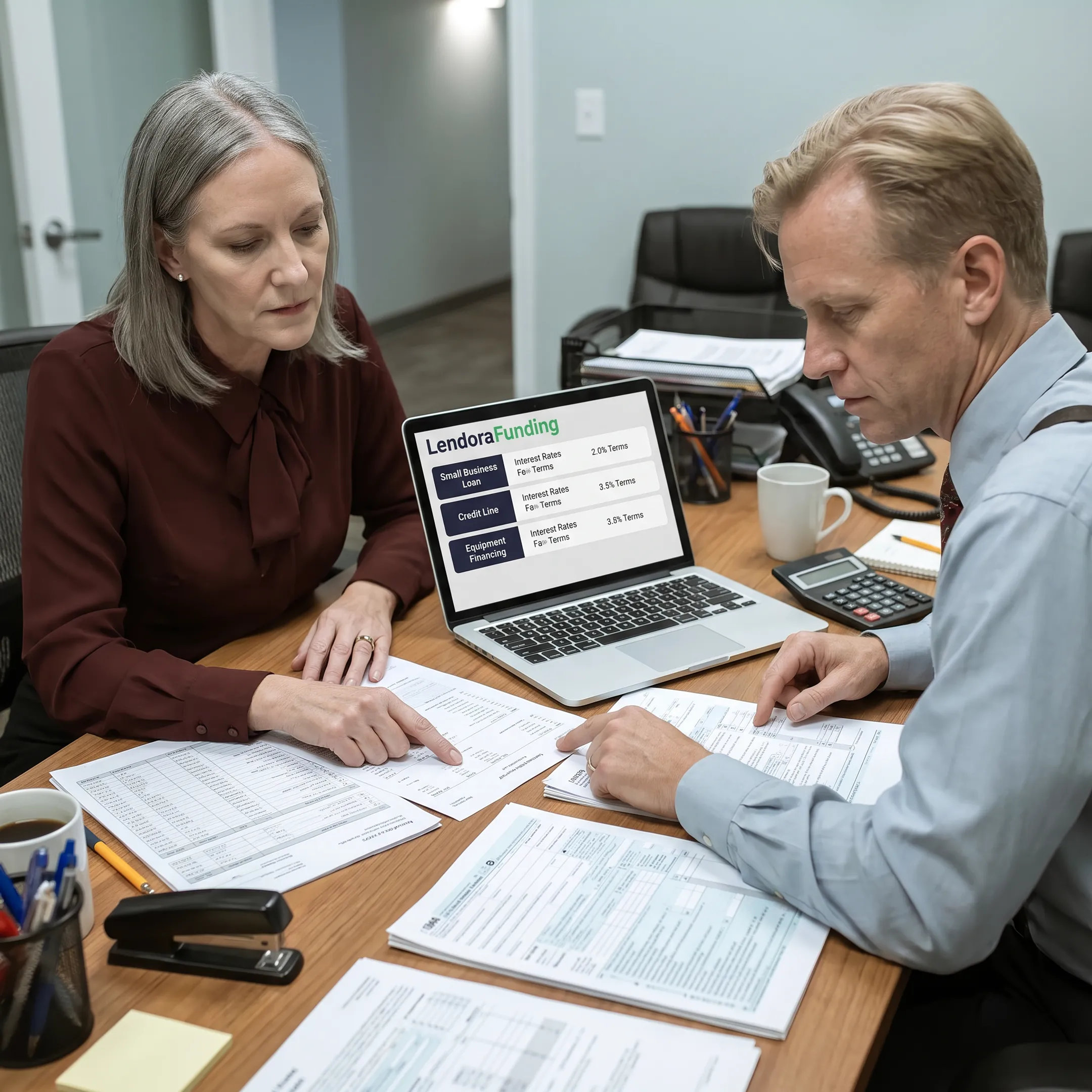 Funding specialist consulting with business owner