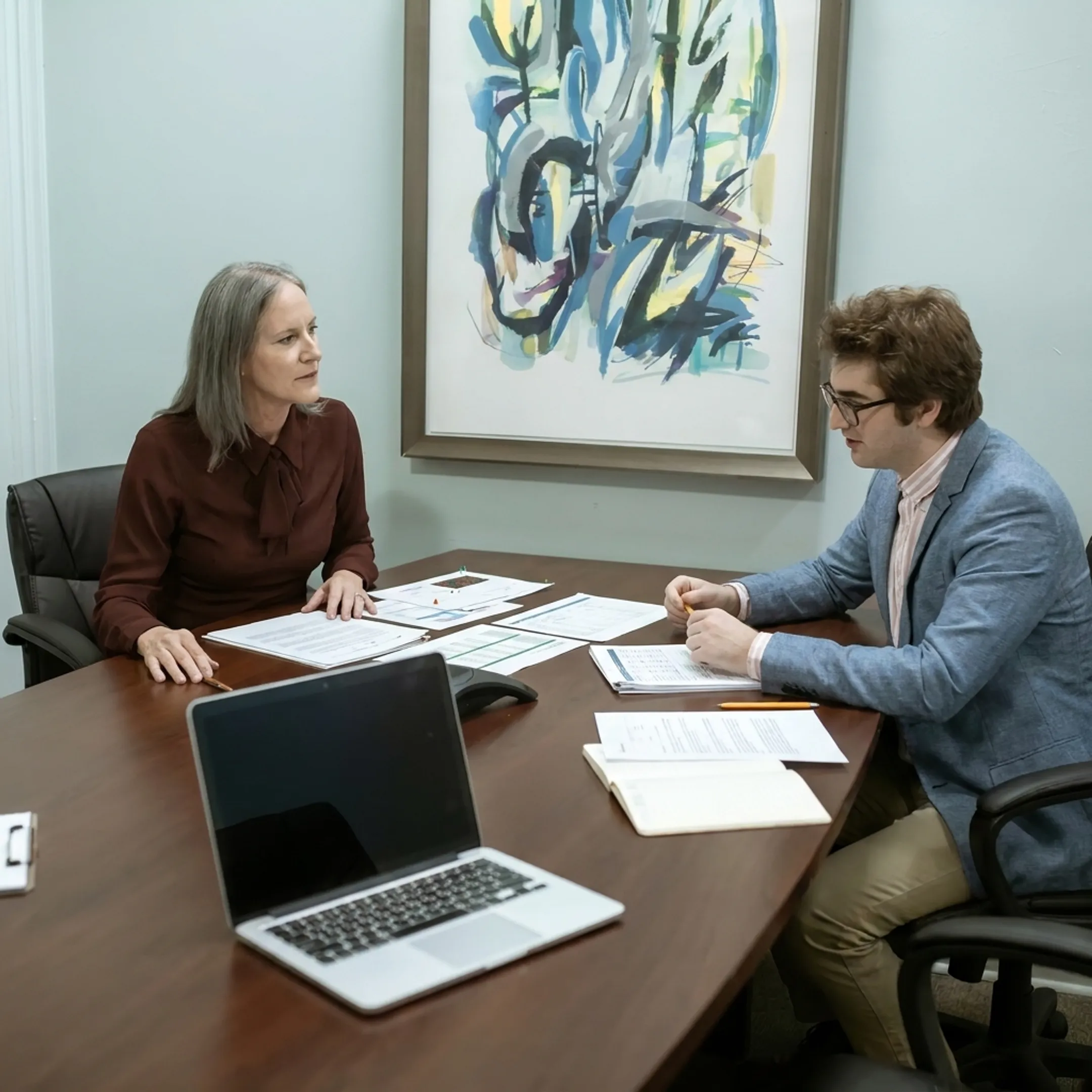 Entrepreneur discussing business funding with a financial specialist