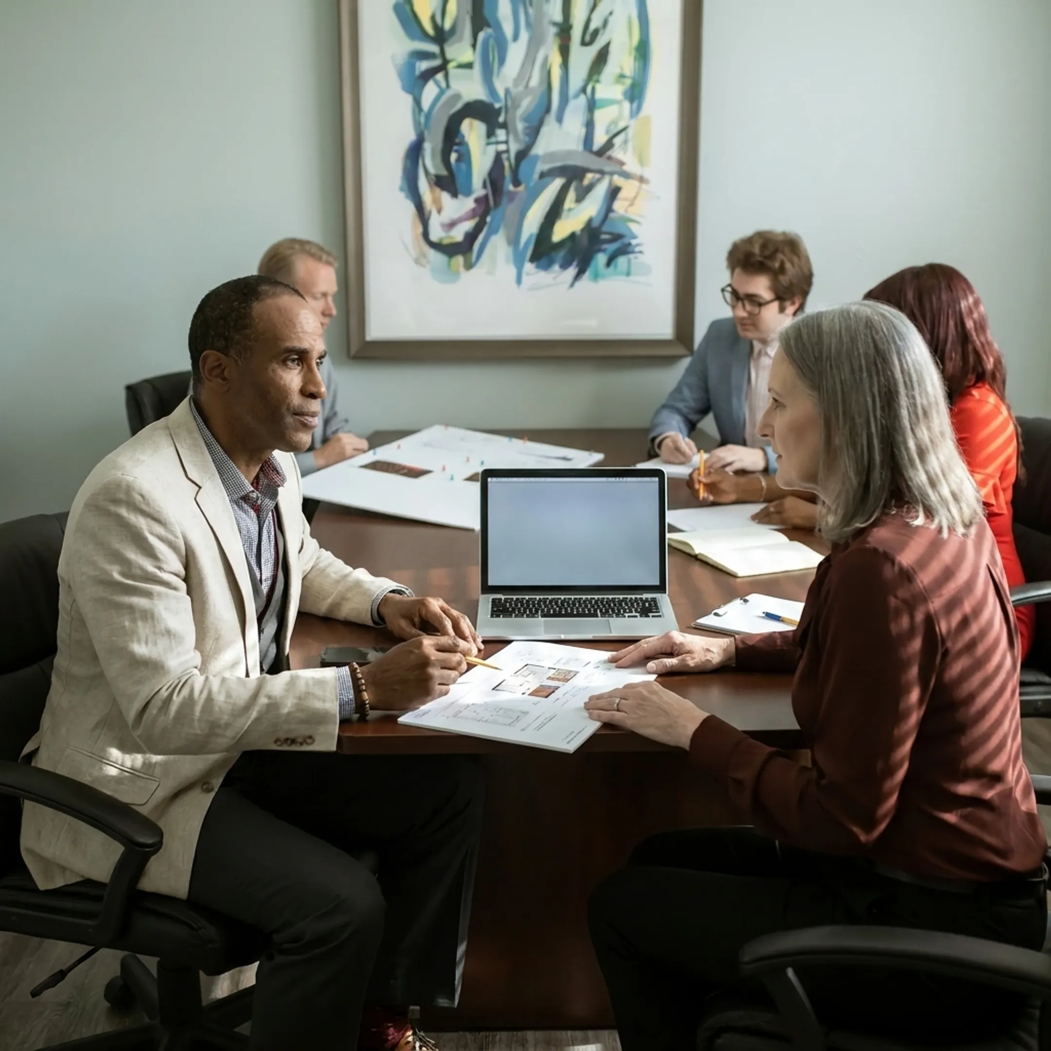Advisor explaining small business funding choices