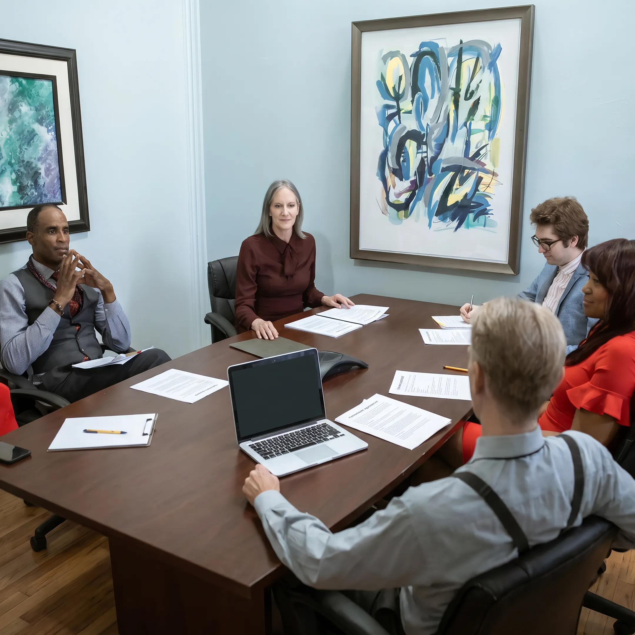 Business professionals discussing a business loan referral partnership