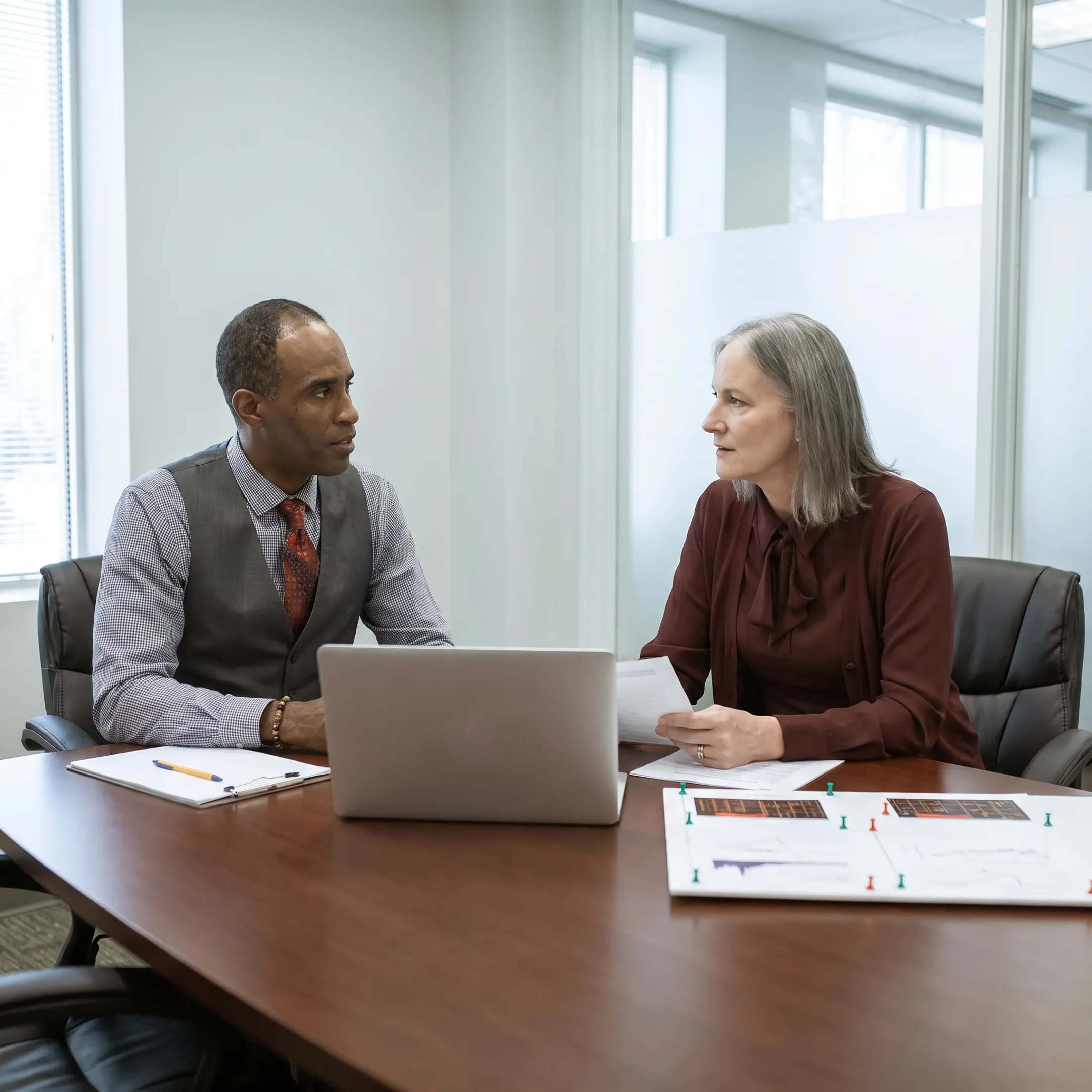 Funding specialist discussing business financing with an entrepreneur