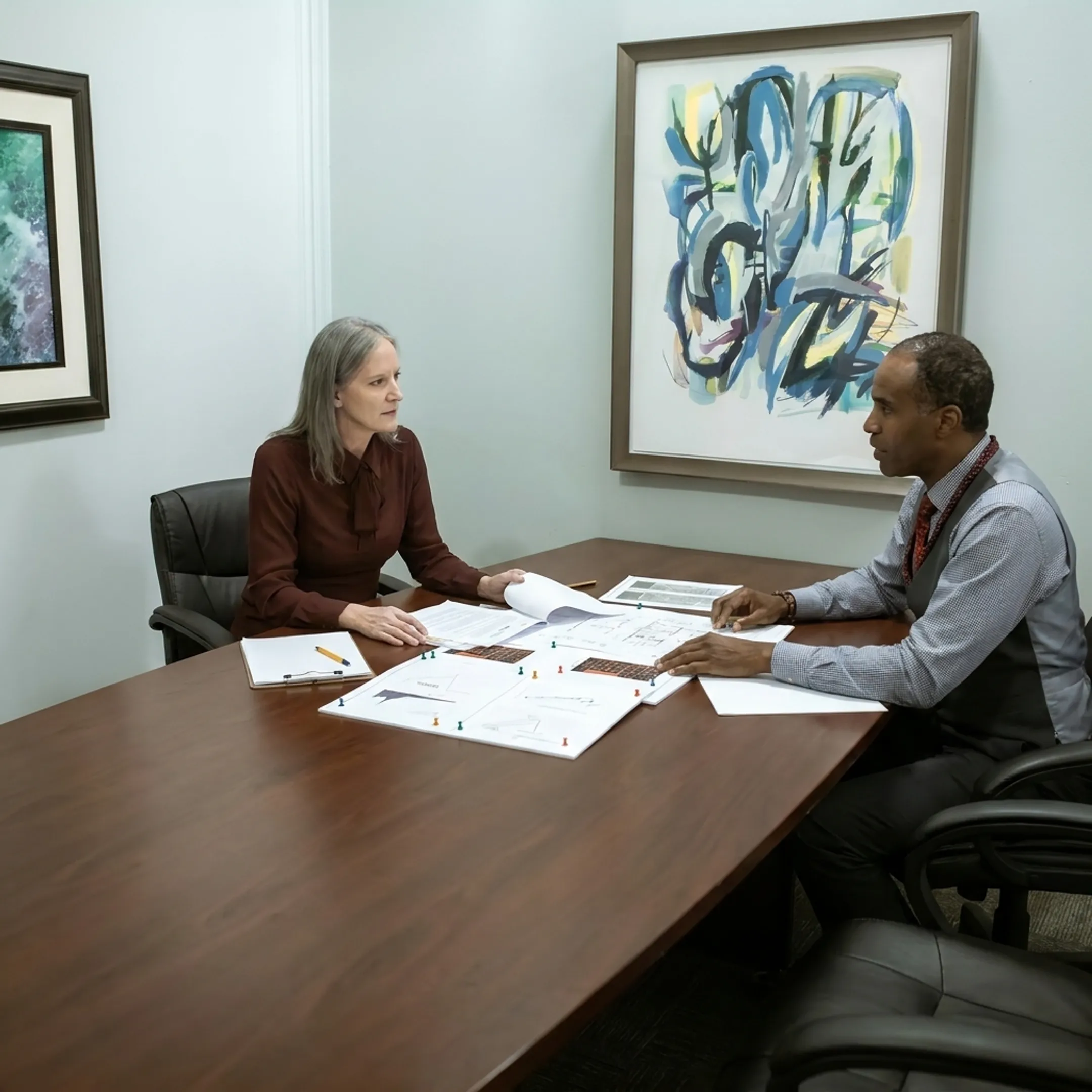 Real estate funding specialist discussing an investment property project