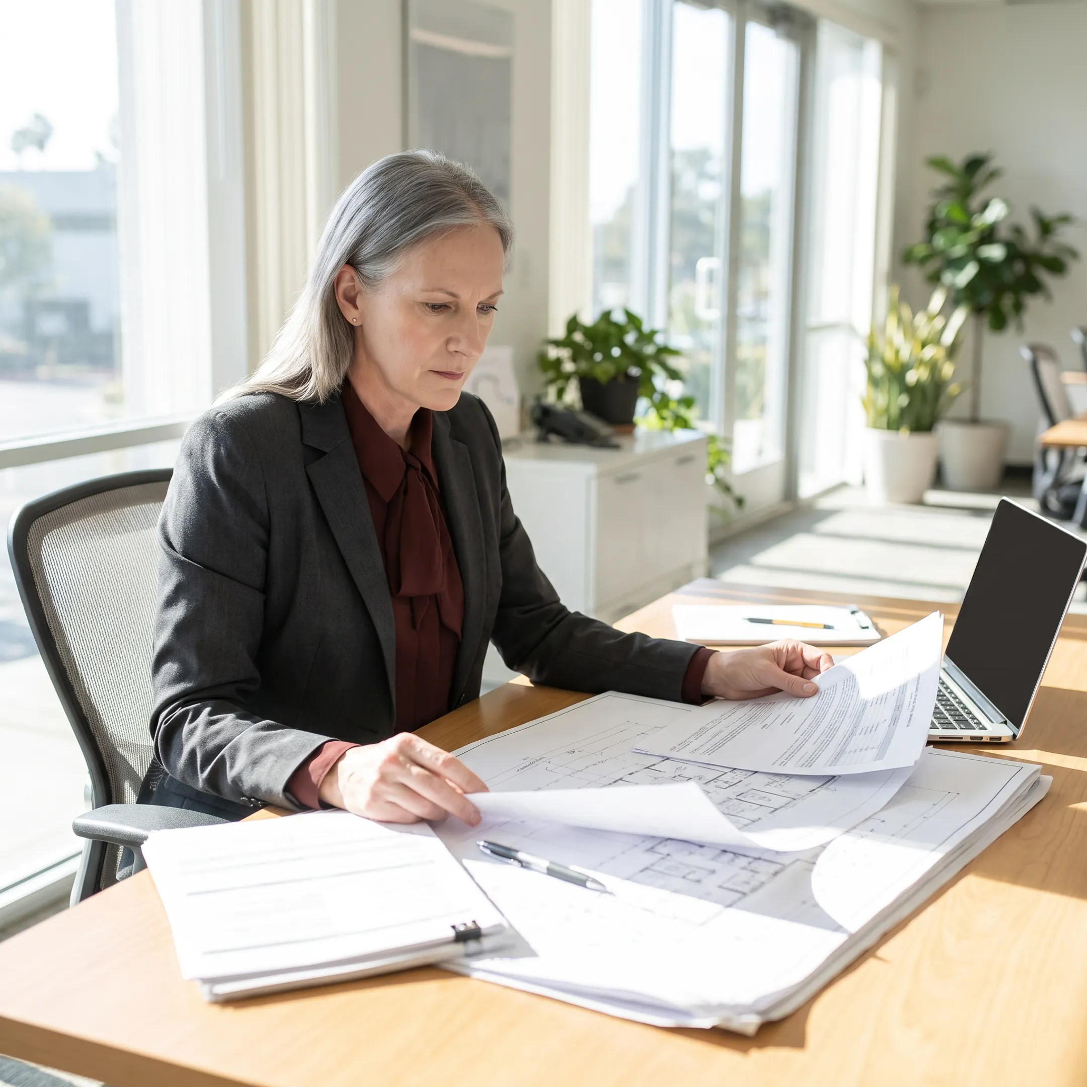 Real estate investor reviewing California property financing documents