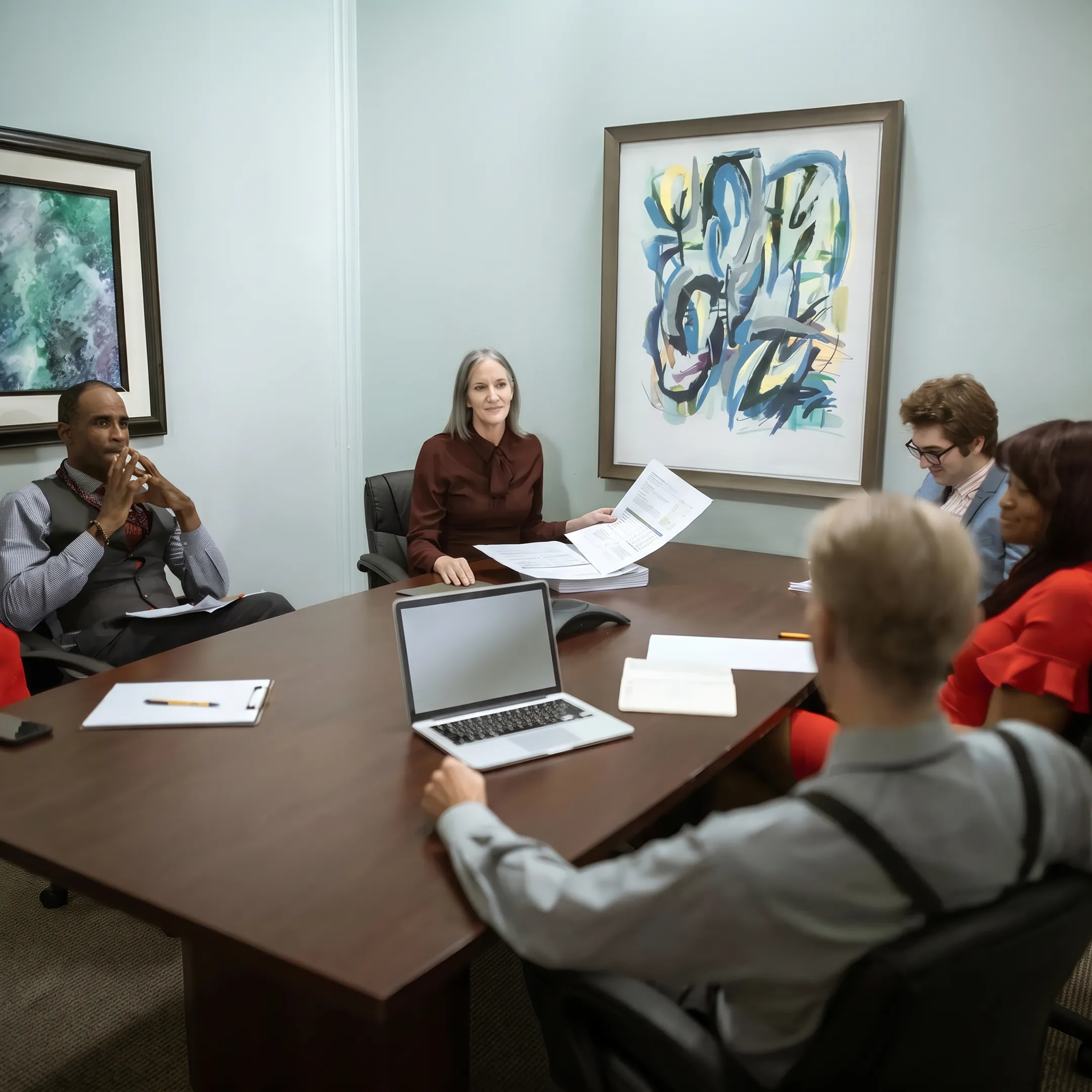 Real estate investor reviewing cash-out refinance documents with funding specialist