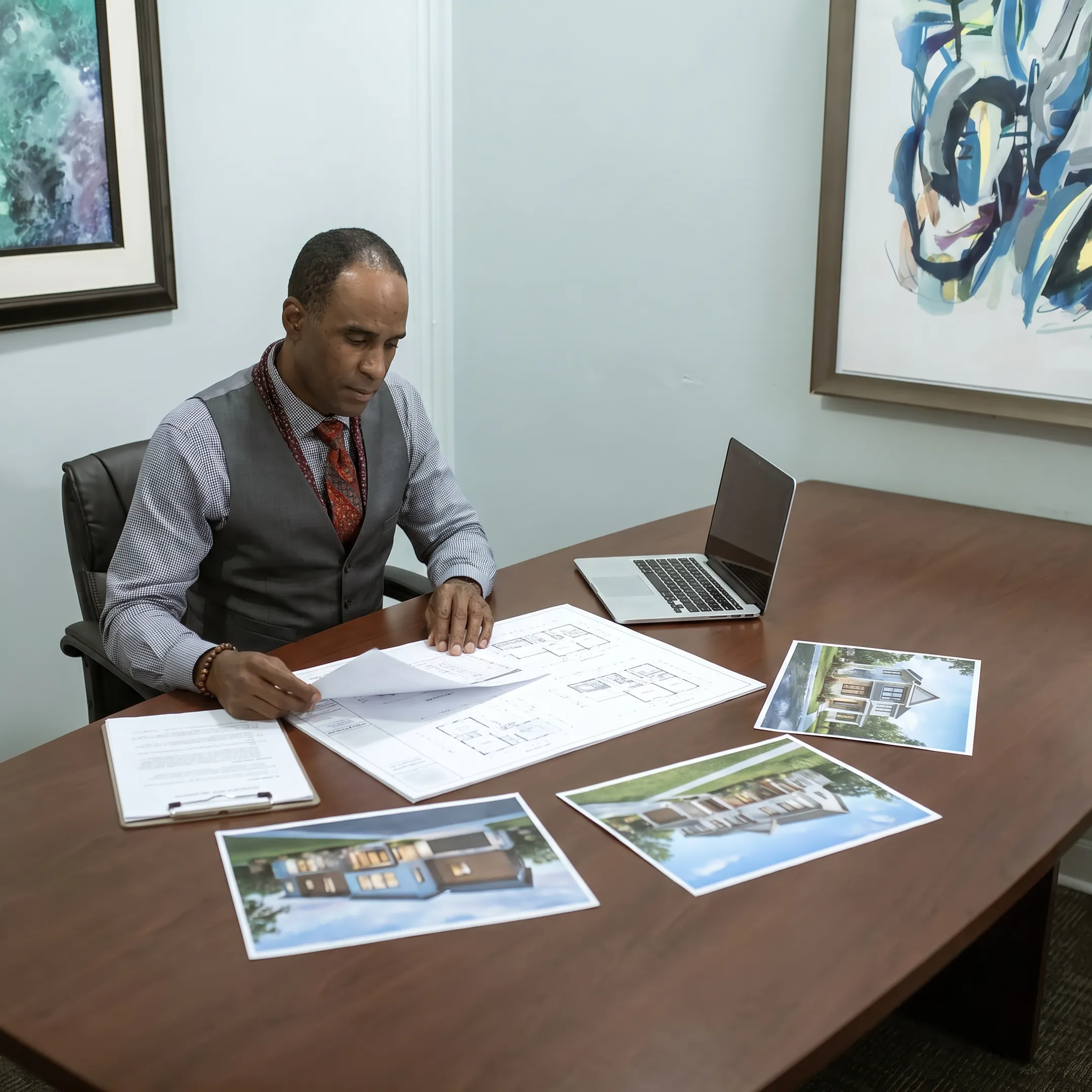 Real estate investor reviewing Maryland property financing documents