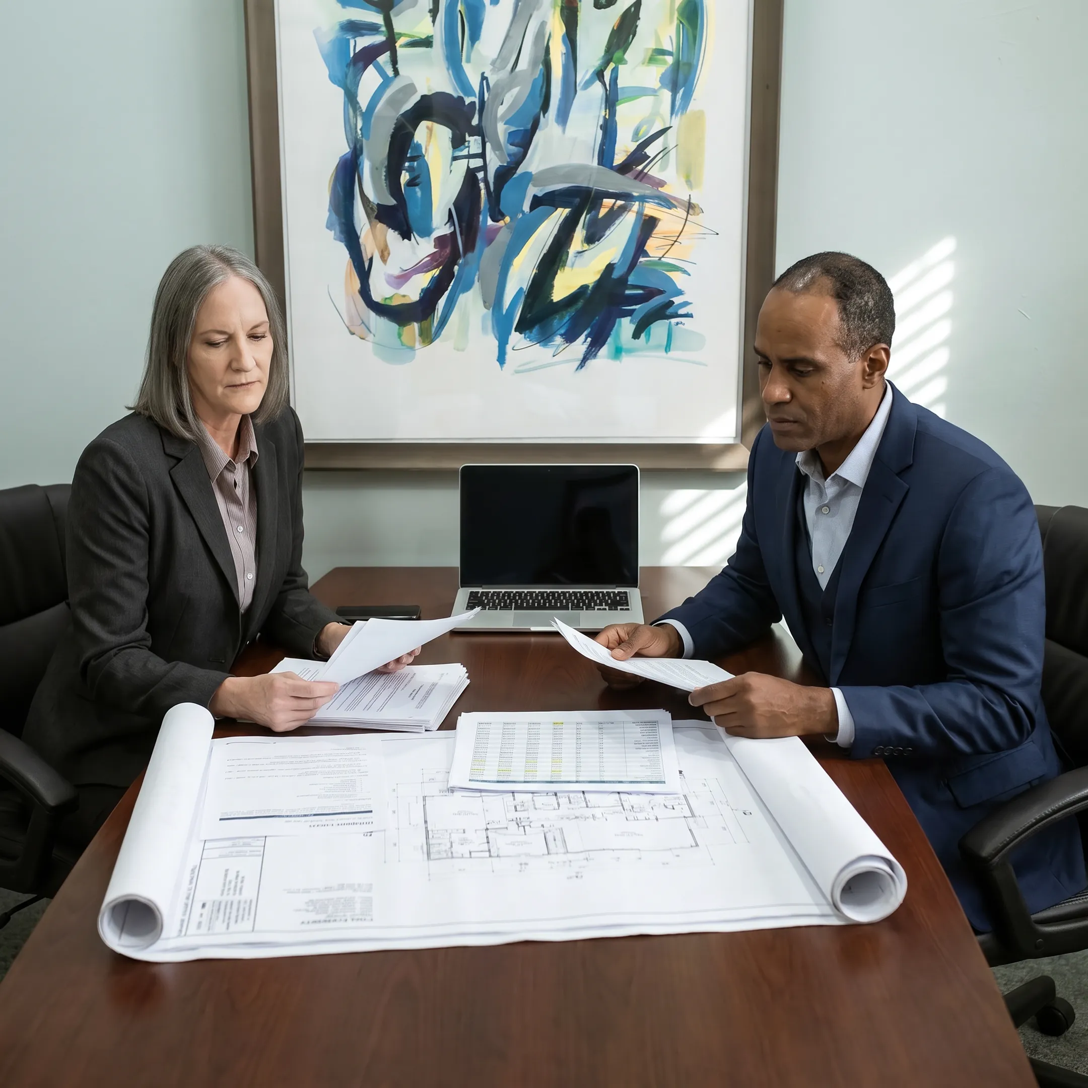 Texas real estate investor reviewing bridge loan documents with funding specialist