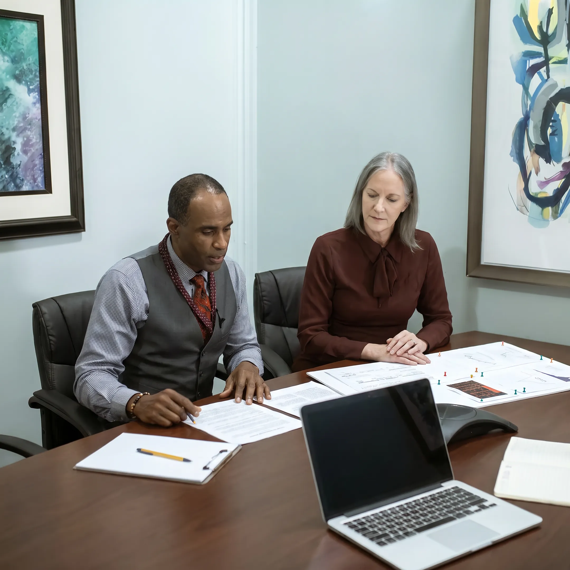 Business owner reviewing transportation equipment financing documents
