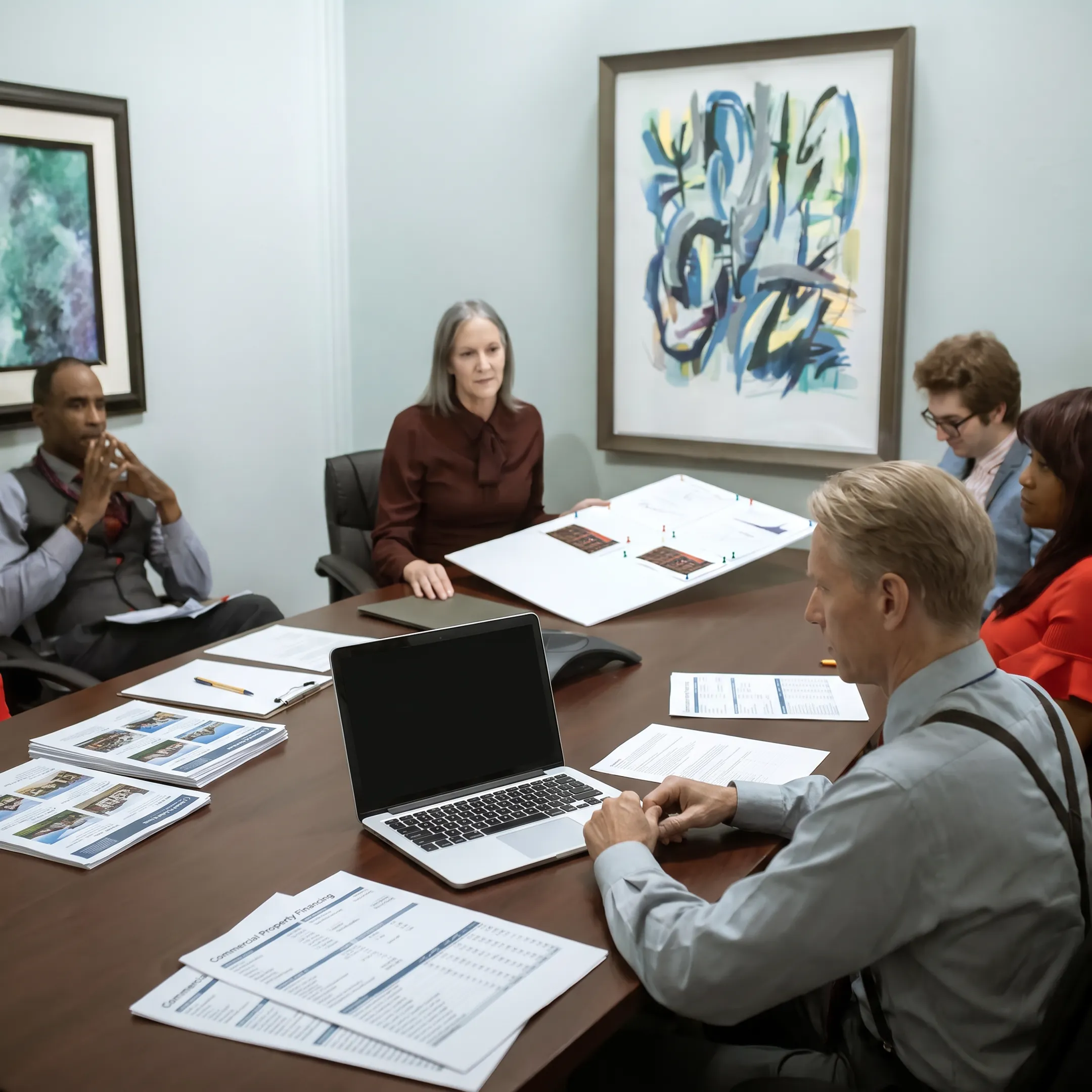 Advisor discussing commercial property financing with an investor