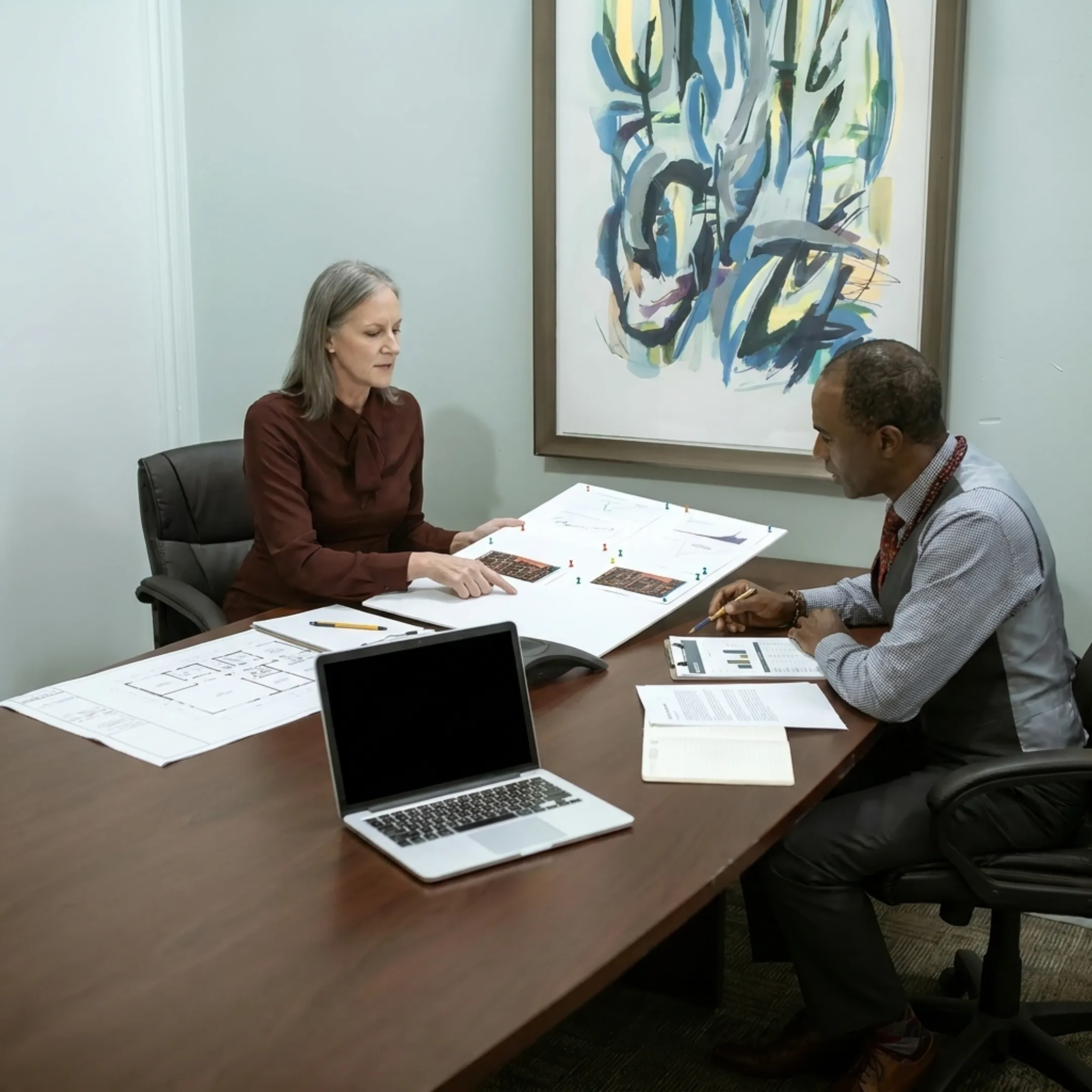 Funding specialist discussing real estate financing with an investor
