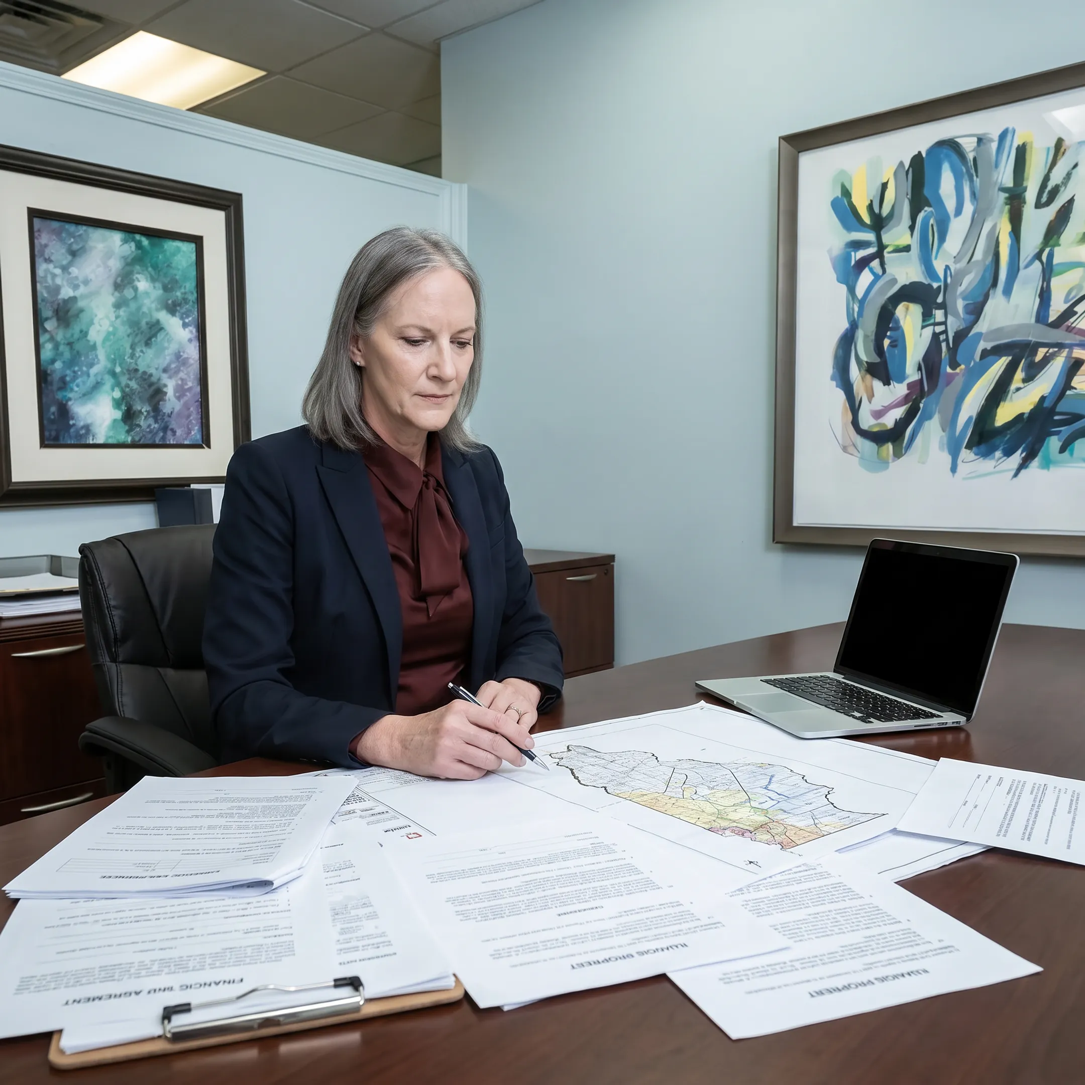 Real estate investor reviewing Illinois property financing documents