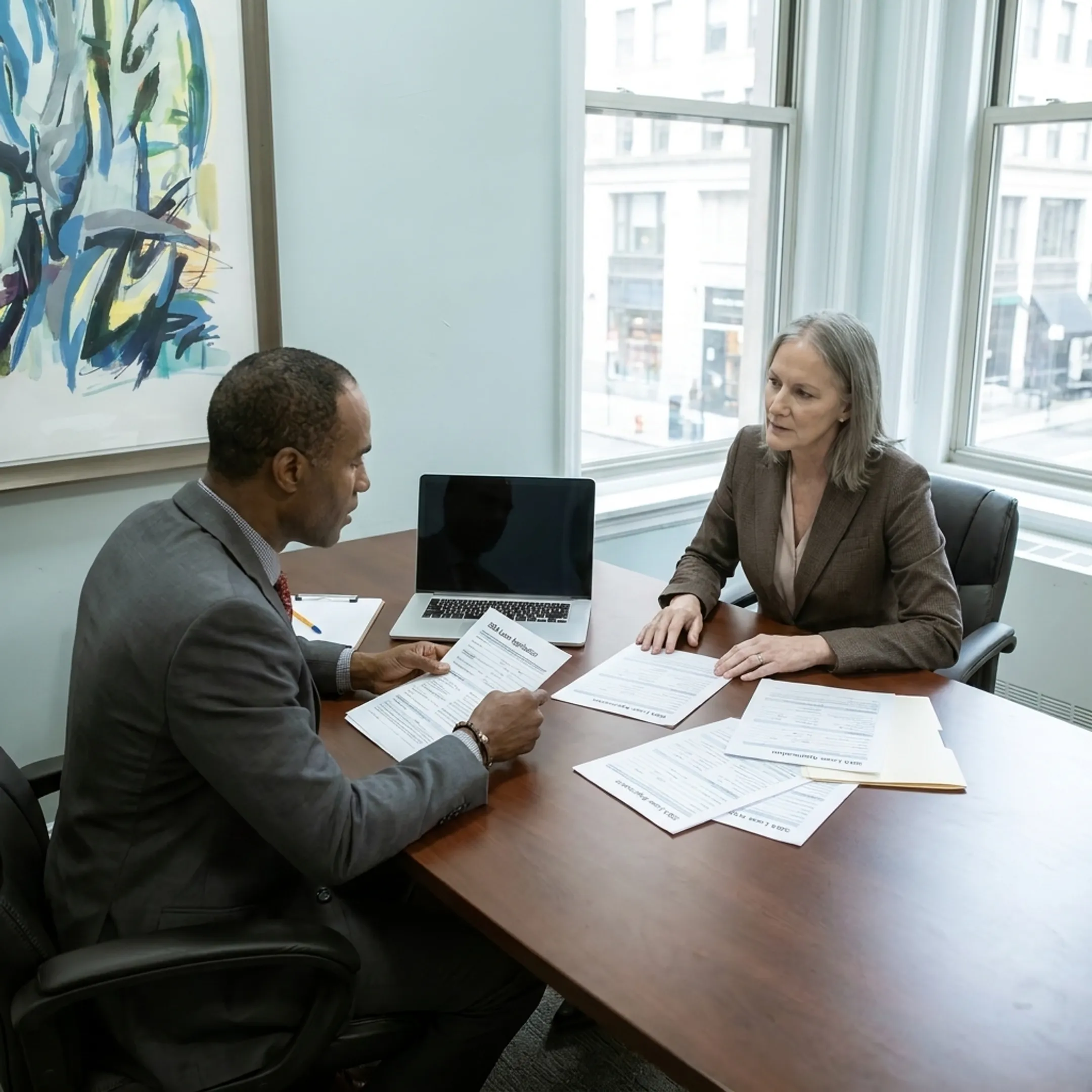 Business owner discussing SBA loan options with a funding specialist