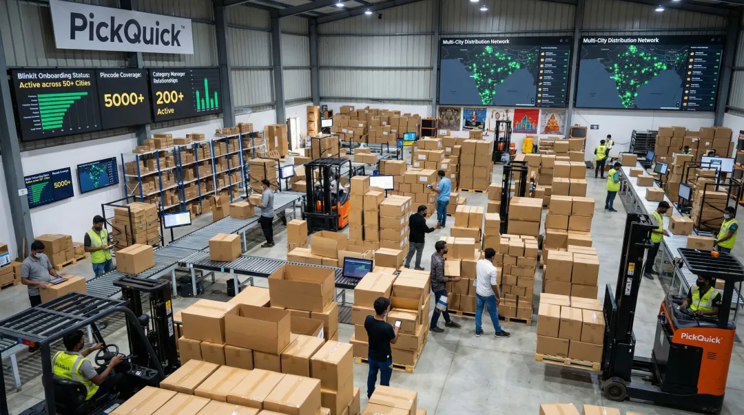 PickQuick quick commerce operator managing Blinkit onboarding and dark store operations