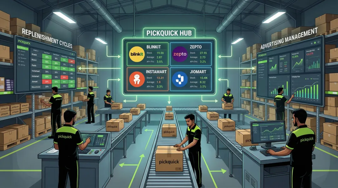 PickQuick end-to-end quick commerce operator services dashboard and brand management overview