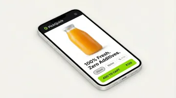 Mobile phone displaying optimized Quick Commerce product listing page with high-resolution images and benefit-led copy