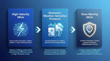 Dynamic safety stock calibration across three SKU types in quick commerce dark stores