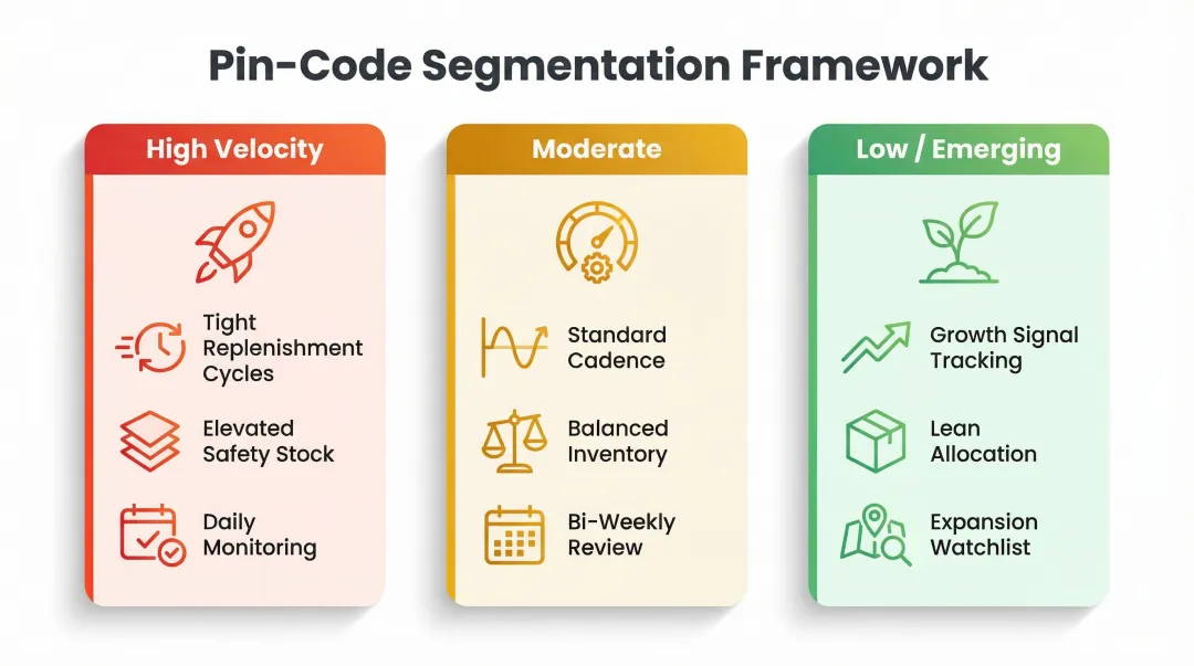Pin-code demand tier segmentation framework high moderate and low velocity zones