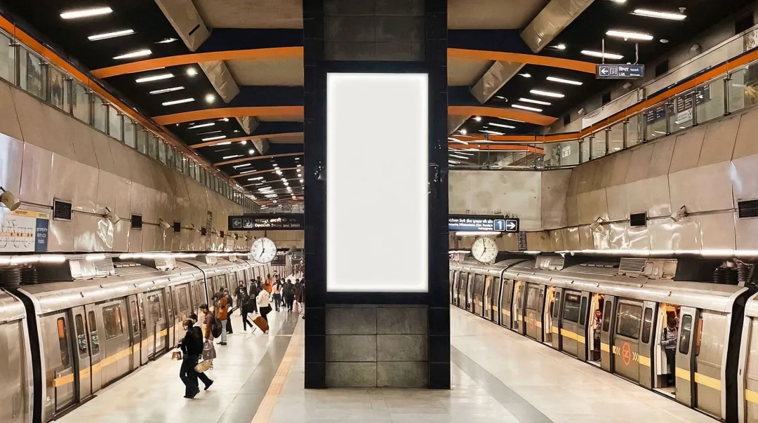 Large-scale DOOH billboard advertising display at busy urban transit location India