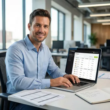Team member structuring product catalog data on a computer for quick commerce platform listing