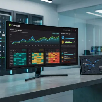 SKU level demand forecasting dashboard showing real-time inventory data across dark stores