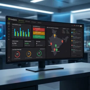 Real-time inventory tracking dashboard for warehouse management across quick commerce dark stores