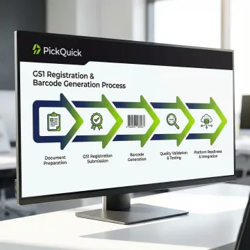 Step-by-step GS1 registration workflow diagram