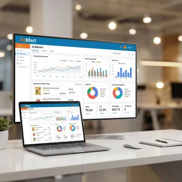 JioMart advertising dashboard showing campaign performance metrics and sponsored product placements
