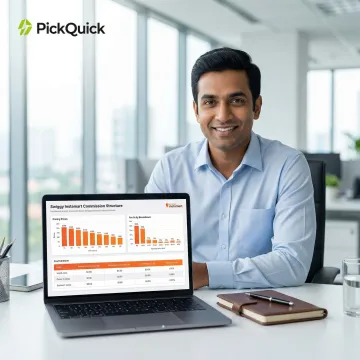 Swiggy Instamart seller dashboard showing commission breakdown and pricing analytics