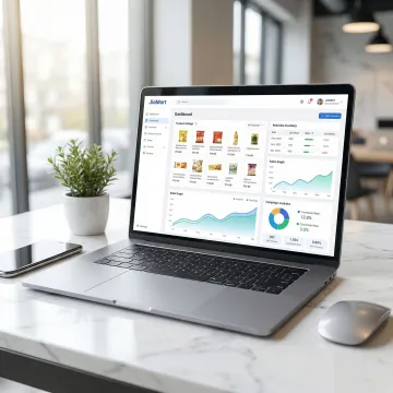 JioMart seller dashboard displaying product catalog, inventory levels, and sales performance metrics