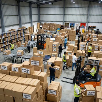 Quick commerce replenishment operations team managing inventory flow from warehouse to dark stores