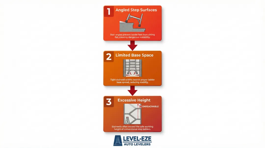 Three key challenges of painting stairwells with a ladder illustrated