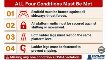 Four mandatory OSHA conditions for ladder use on large area scaffold