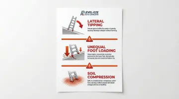Three slope ladder hazards lateral tipping unequal loading soil compression diagram