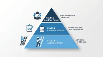 Three-tier OSHA ladder safety training hierarchy authorized competent qualified persons