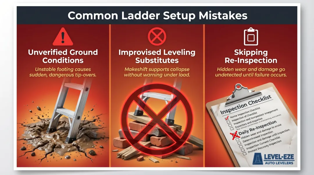 Three common ladder setup safety mistakes to avoid on job sites