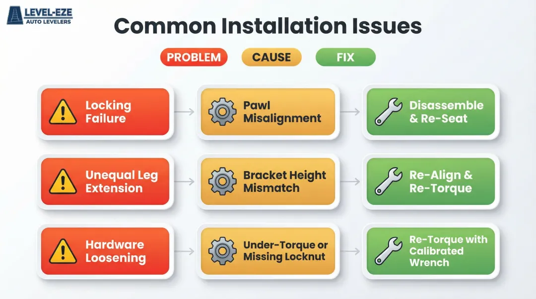 Three common ladder leveling kit installation problems causes and fixes comparison