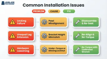 Three common ladder leveling kit installation problems causes and fixes comparison