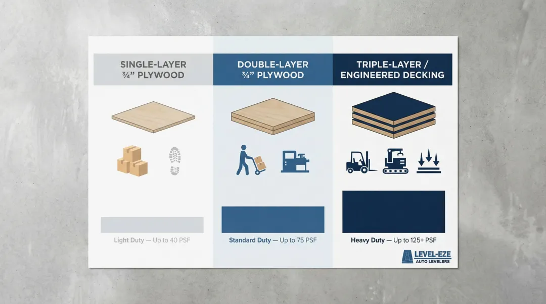 Three-tier platform material load capacity comparison from light to heavy duty
