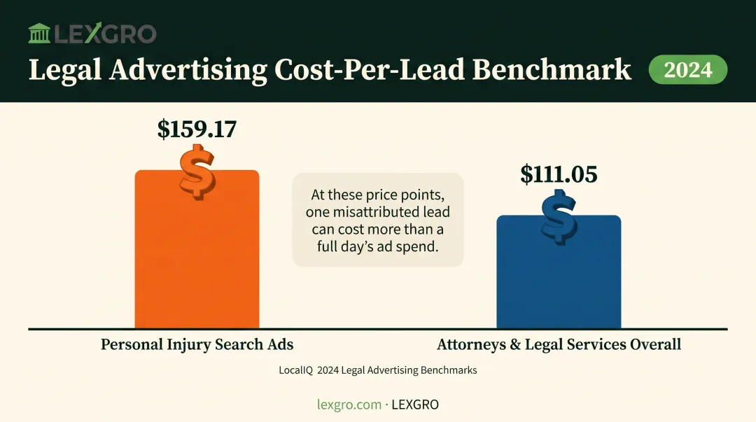 Personal injury versus legal industry average cost-per-lead comparison chart
