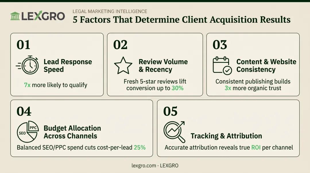 5 key factors influencing law firm client acquisition success
