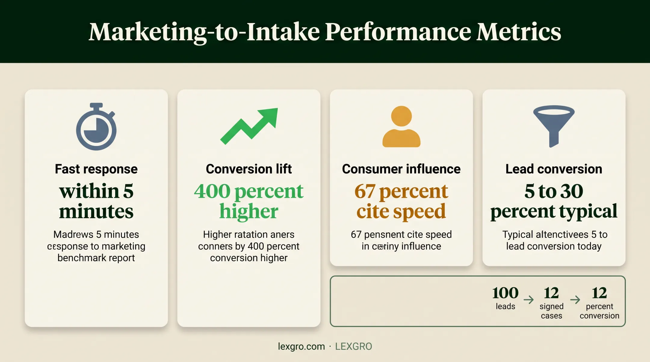 Law firm marketing and intake conversion metrics from lead to signed case