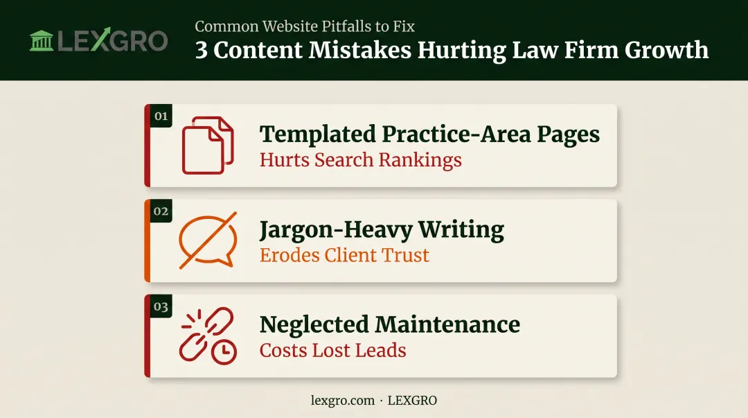 Three common law firm website content mistakes and their impact