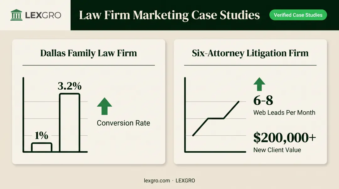 Before and after case study results from law firm content overhaul