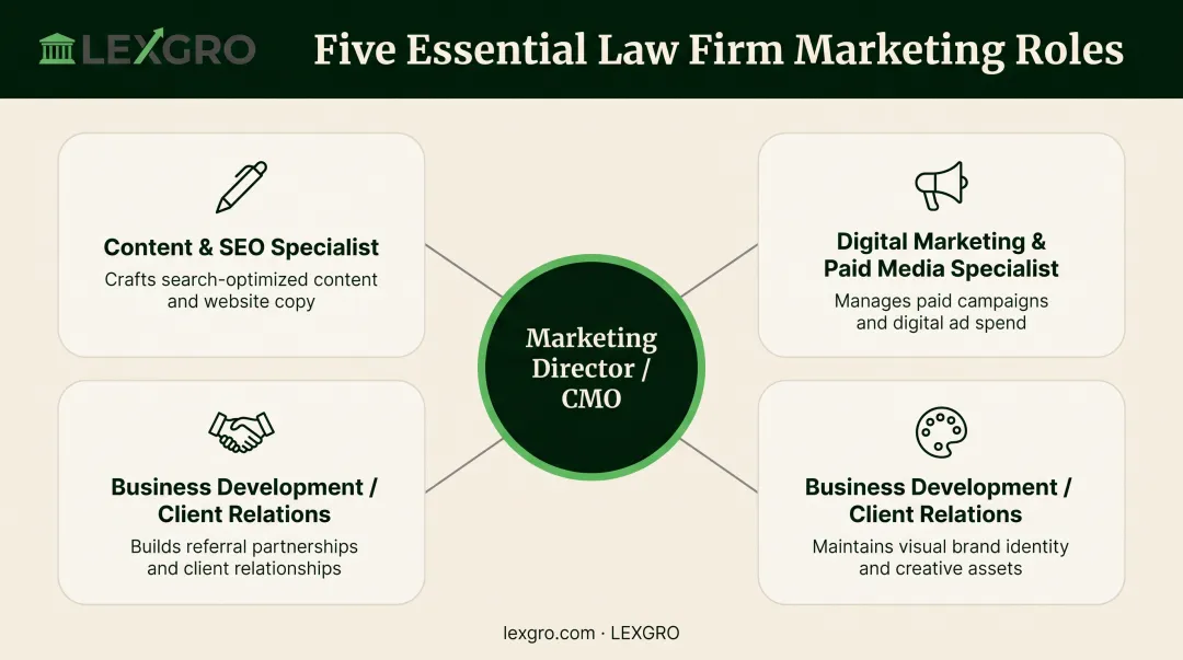 5 essential roles in a law firm marketing department overview