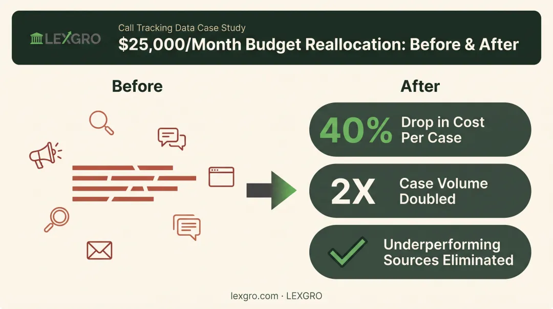 Law firm marketing results before and after call tracking reallocation