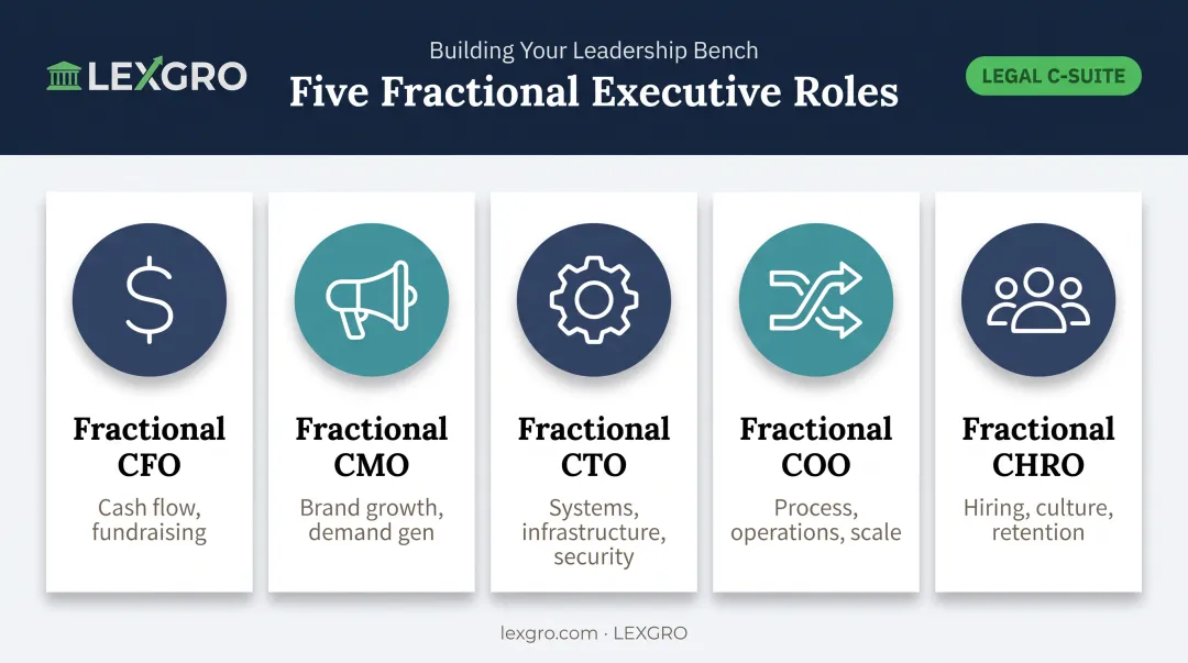Five common fractional executive roles across industries breakdown chart
